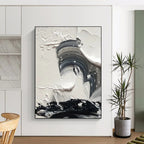 Black and White Swirl Abstract Painting for Dynamic Entryways HENG444
