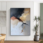 Black Gold Beige Abstract Painting with Timeless Allure WINK466