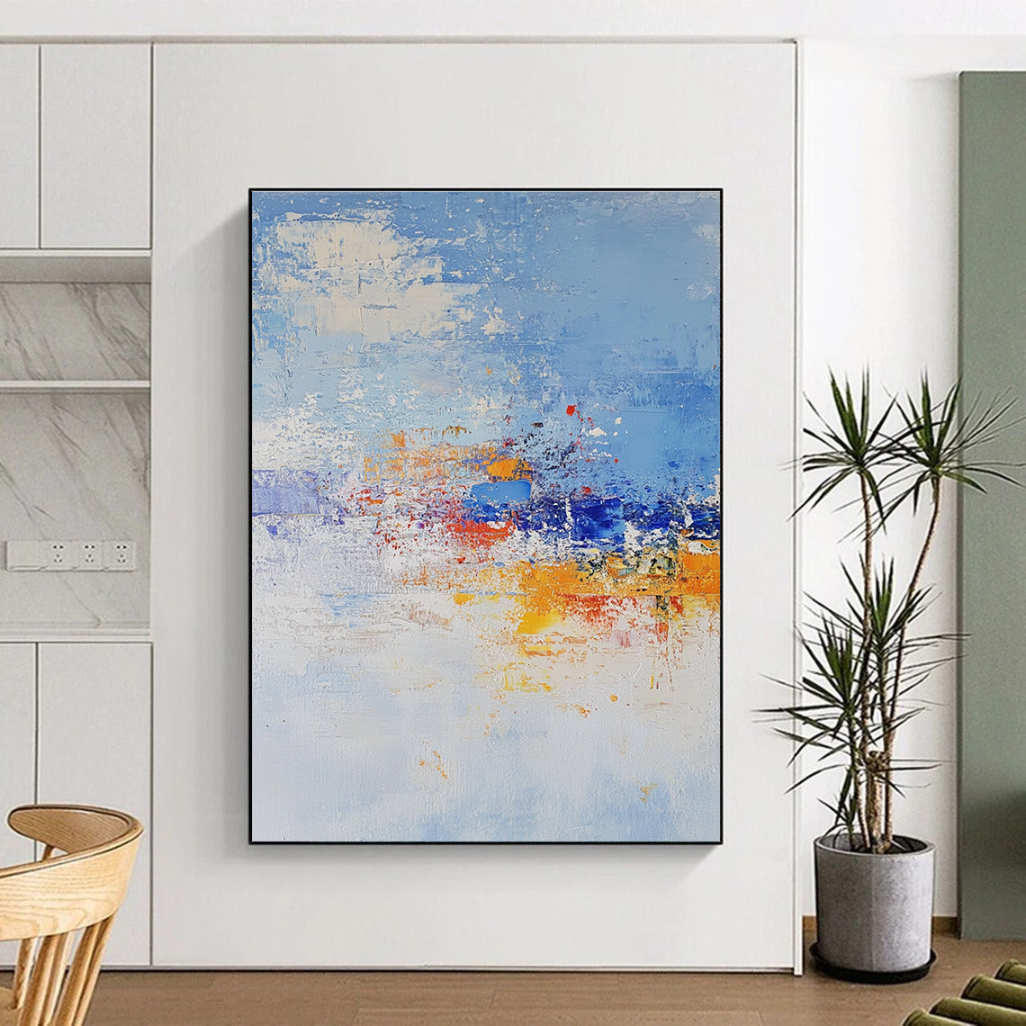 Blue - Orange Abstract Splash Painting with Vibrant Energy WINK429