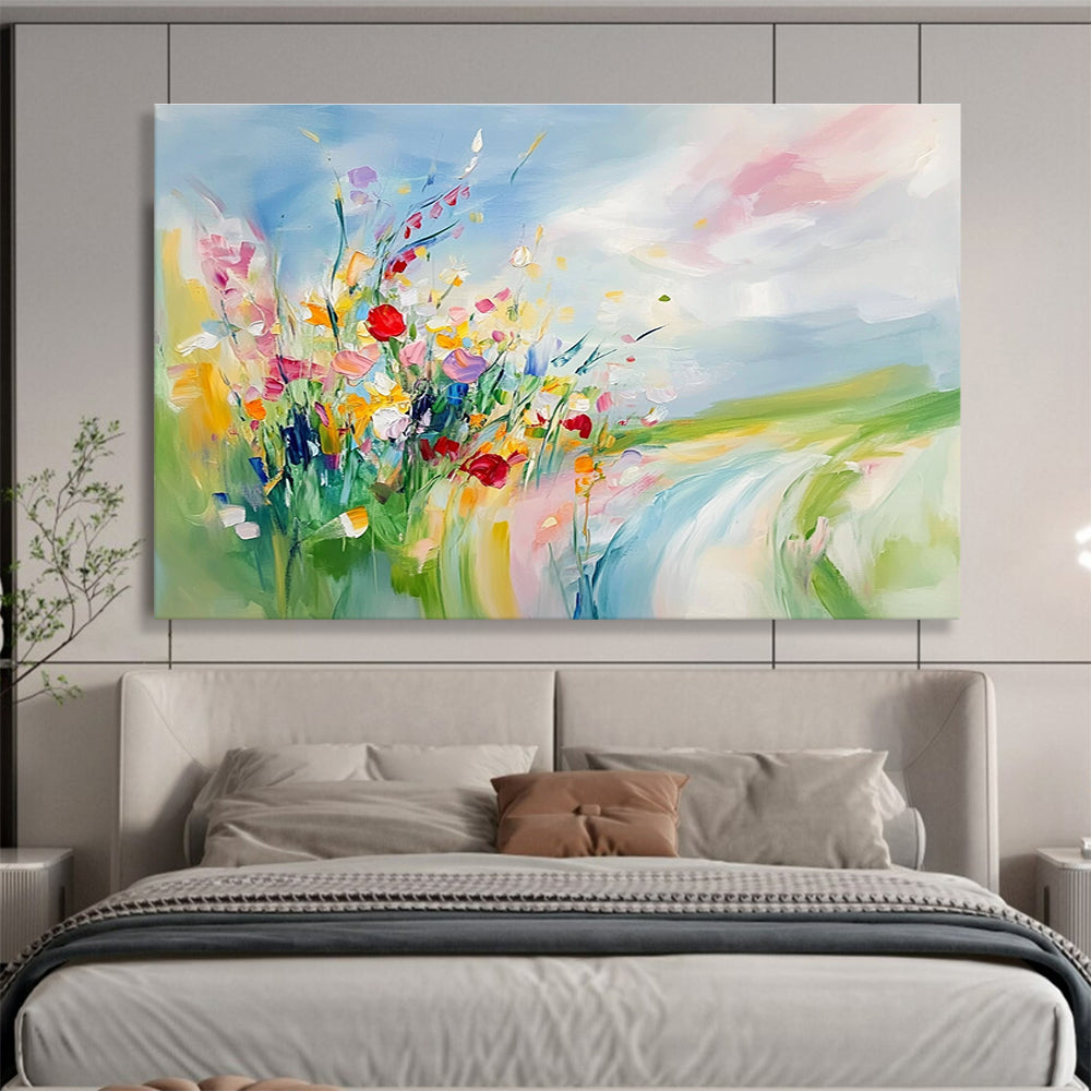 Colorful Floral Landscape Abstract Painting with Vivid Brushstrokes ABS244