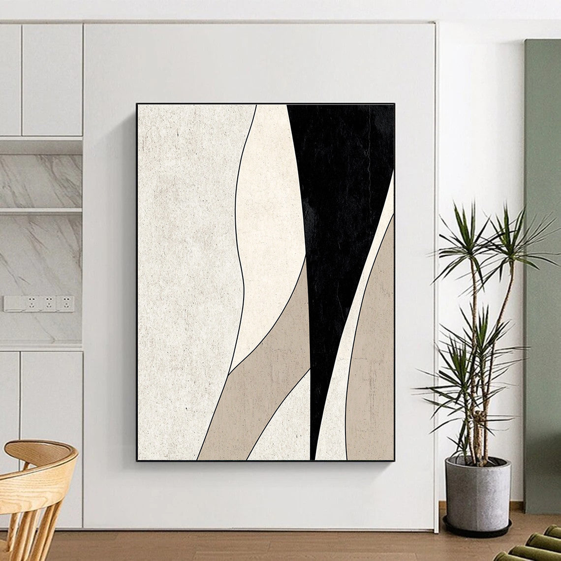 Minimalist Curved Lines Abstract Painting with Gentle Flow WINK058