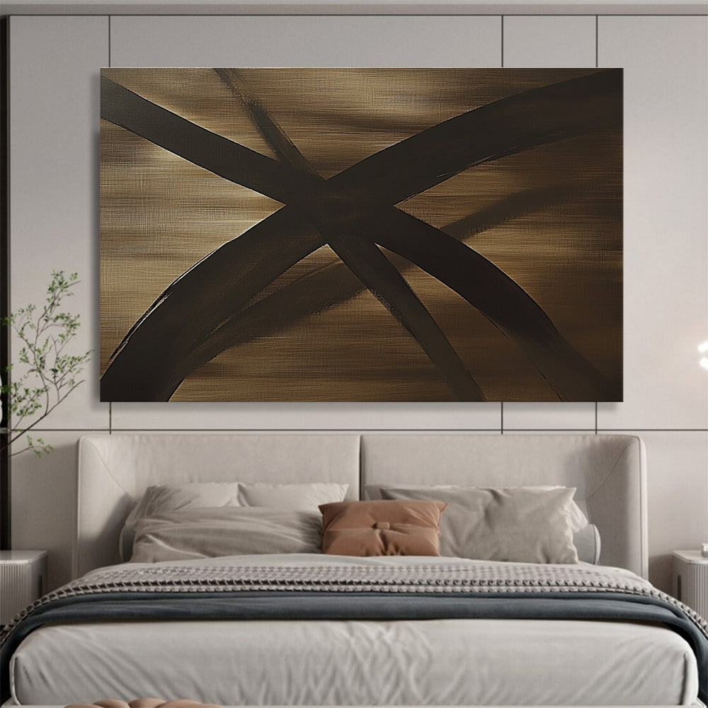 Bronze - Toned Abstract Cross Abstract Painting ABS583
