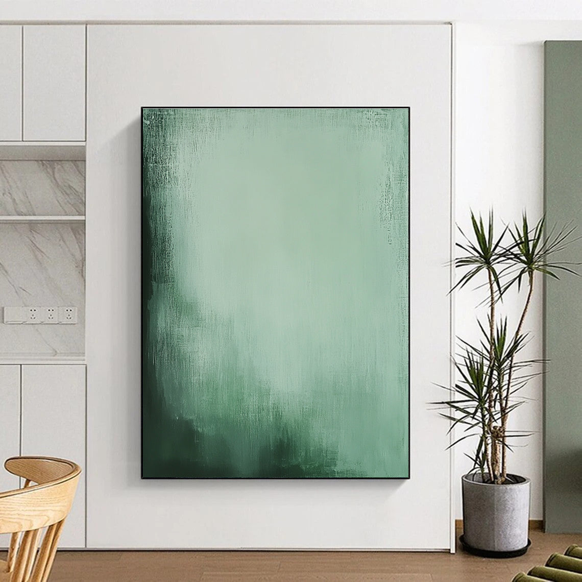 Green Gradient Calming Abstract Painting for Spa - like Spaces GAB1506