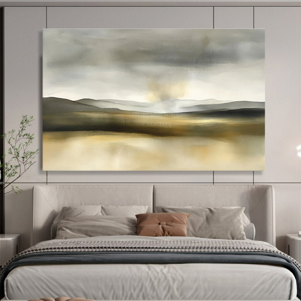 Gray - Toned Landscape Abstract Painting with Depth ABS235