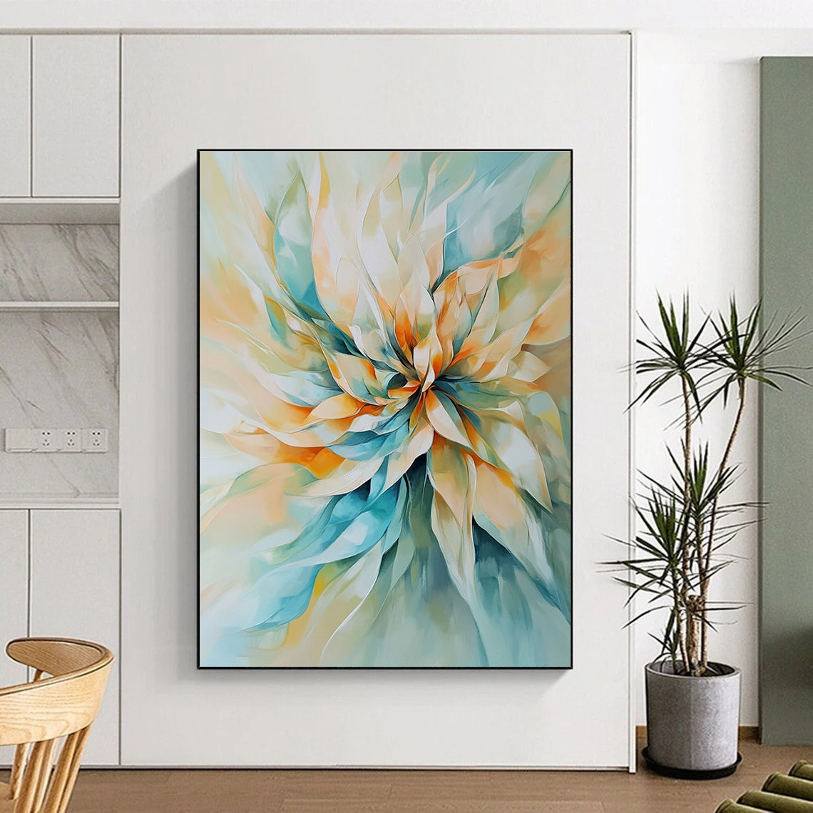 Pastel Flower Burst Abstract Painting for Charming Cafes GAB1103