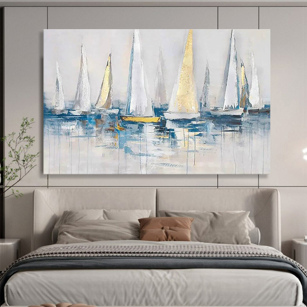 Sailboat Fleet Abstract Painting for Yacht Club Dining Rooms YHT259