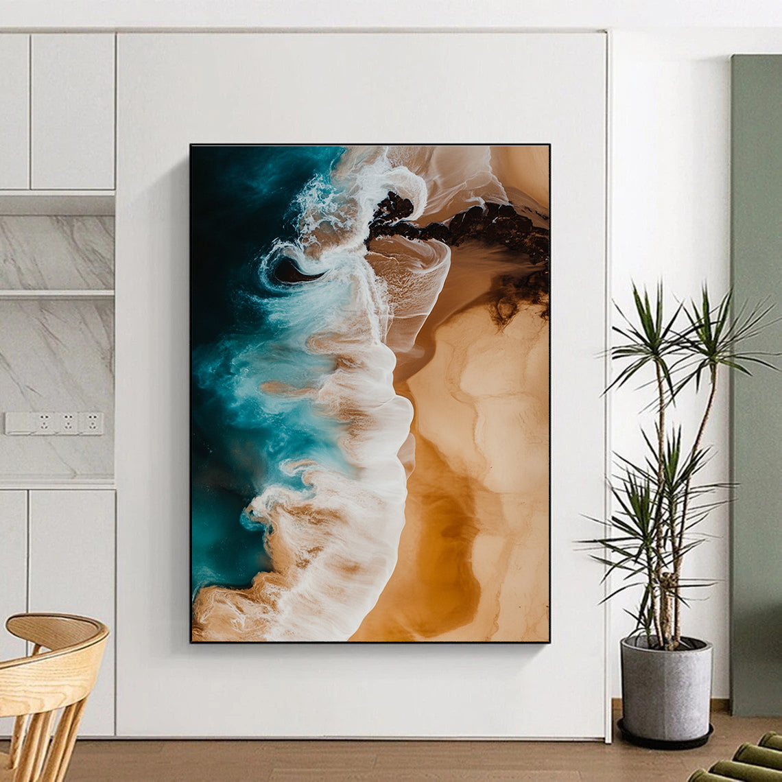 Aerial Beach Wave Abstract - Serene Coastal Abstract Photography GAB0433