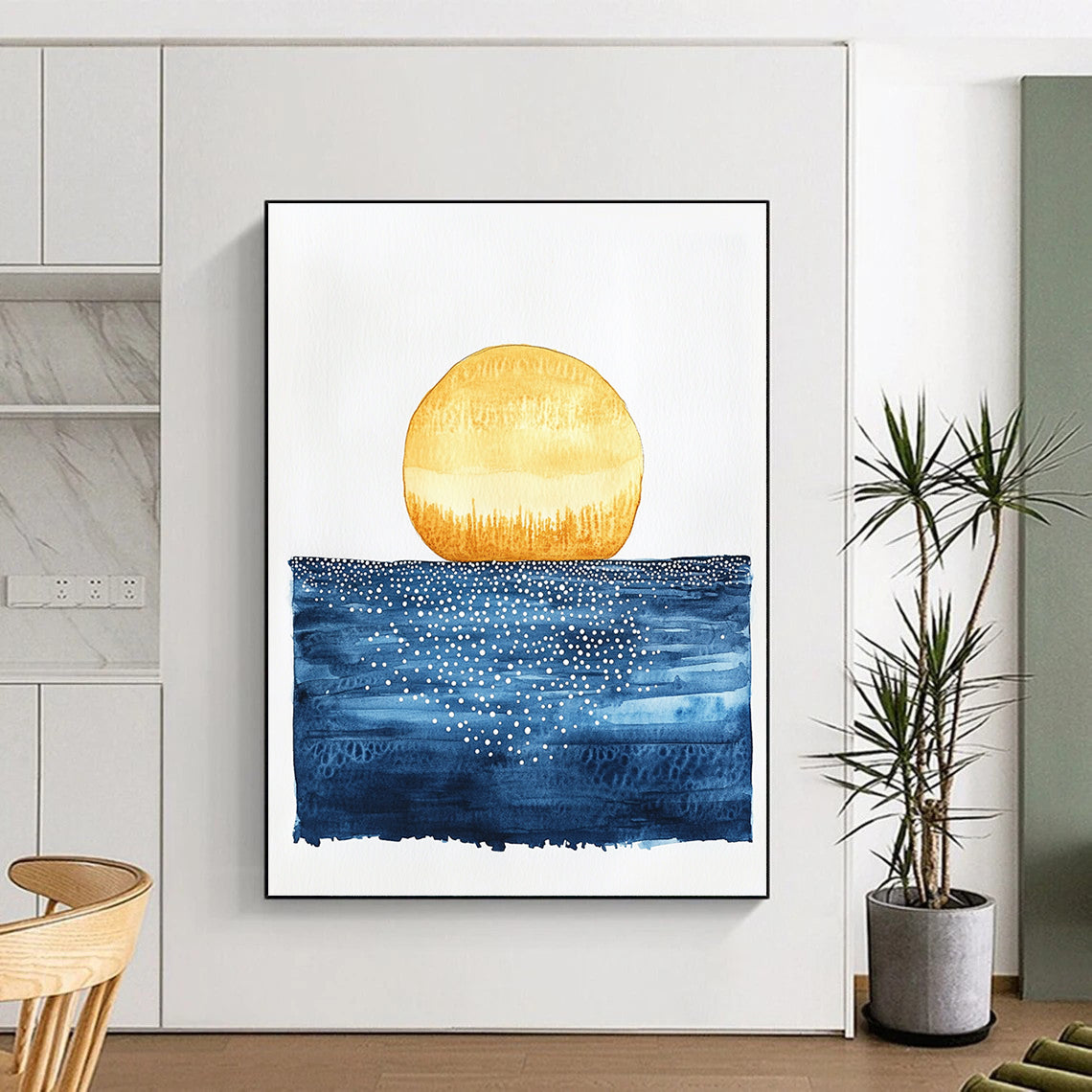Sun and Sparkling Sea Abstract Painting for Nautical - Inspired Living Rooms GAB0991