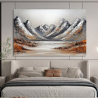 Snowy Mountains with Lake Abstract Painting with Frosty Serenity ABS608
