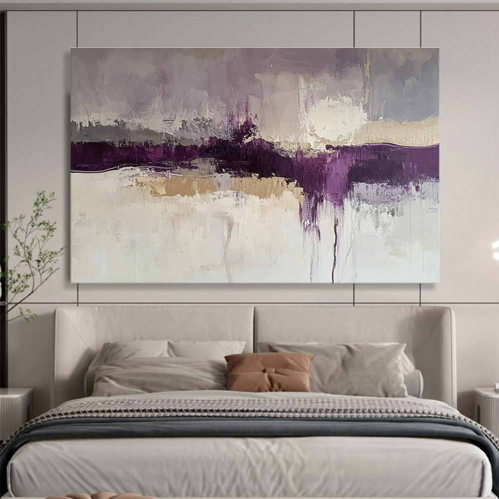 Purple - Toned Abstract Landscape Painting with Subtle Color Blends ABS248