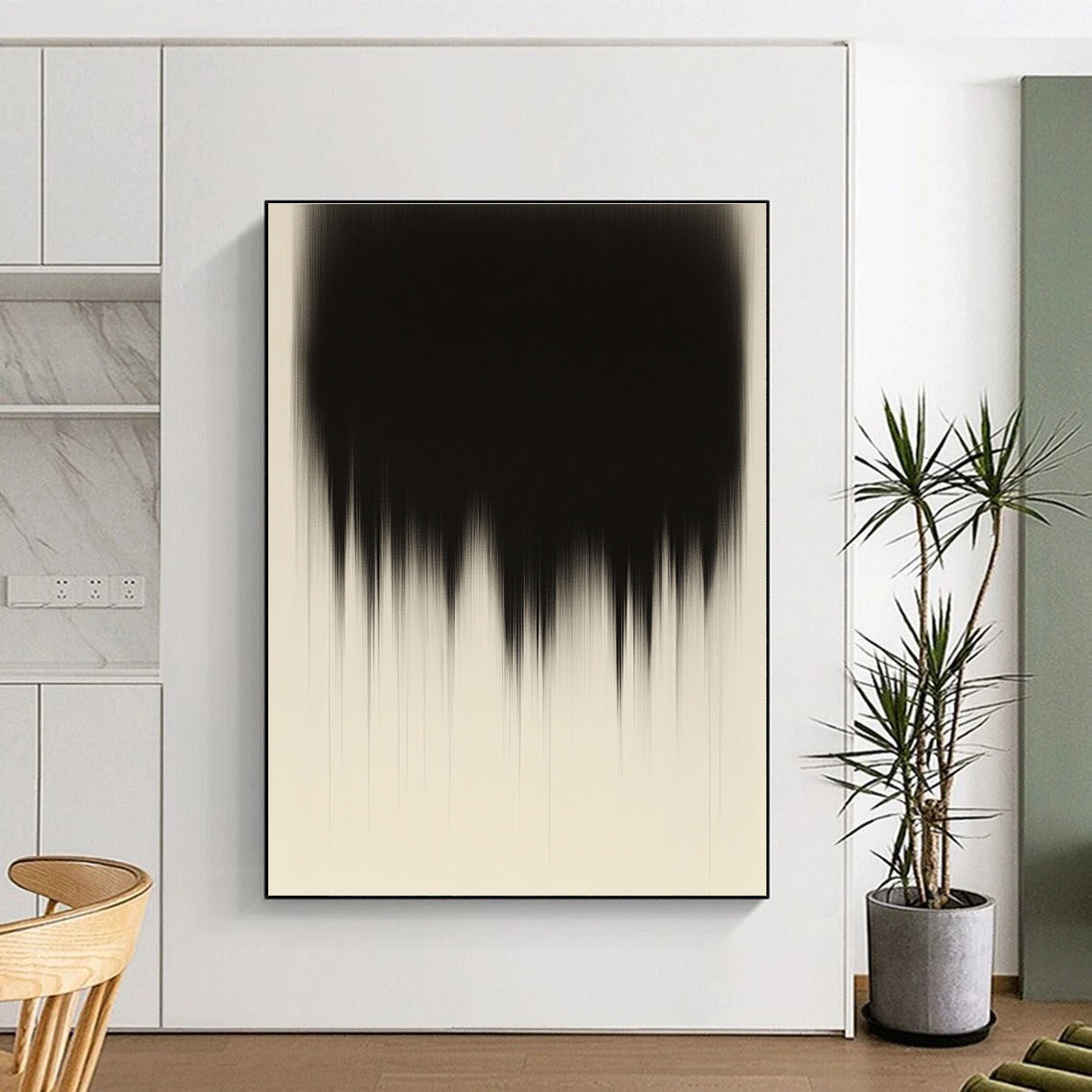 Fading Black Form Abstract Painting with Subtle Transience WINK182