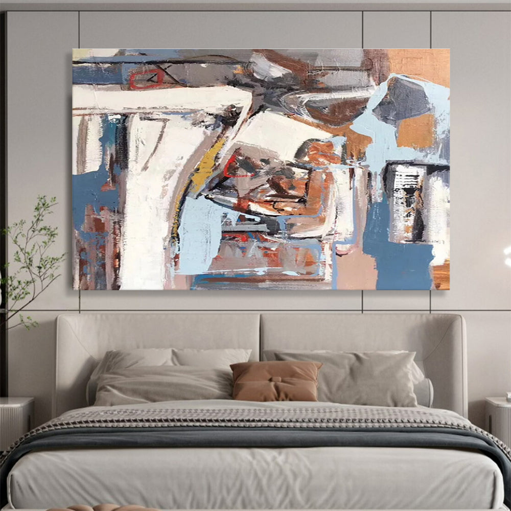 Abstract Coastal Geometry Modern Seascape Painting for Contemporary Spaces YHT025