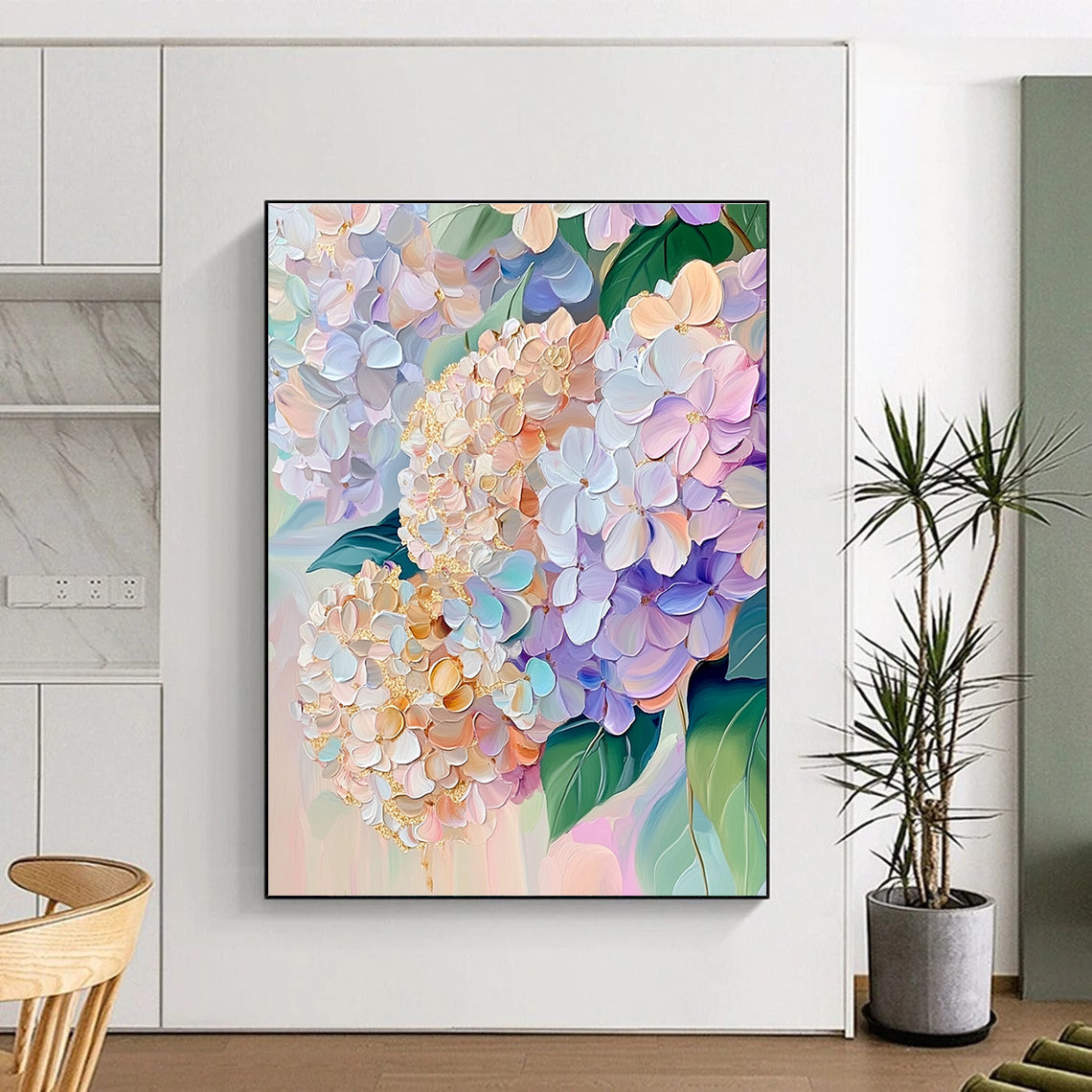 Colorful Hydrangea Blooms Vibrant Floral Abstract Painting GAB0306