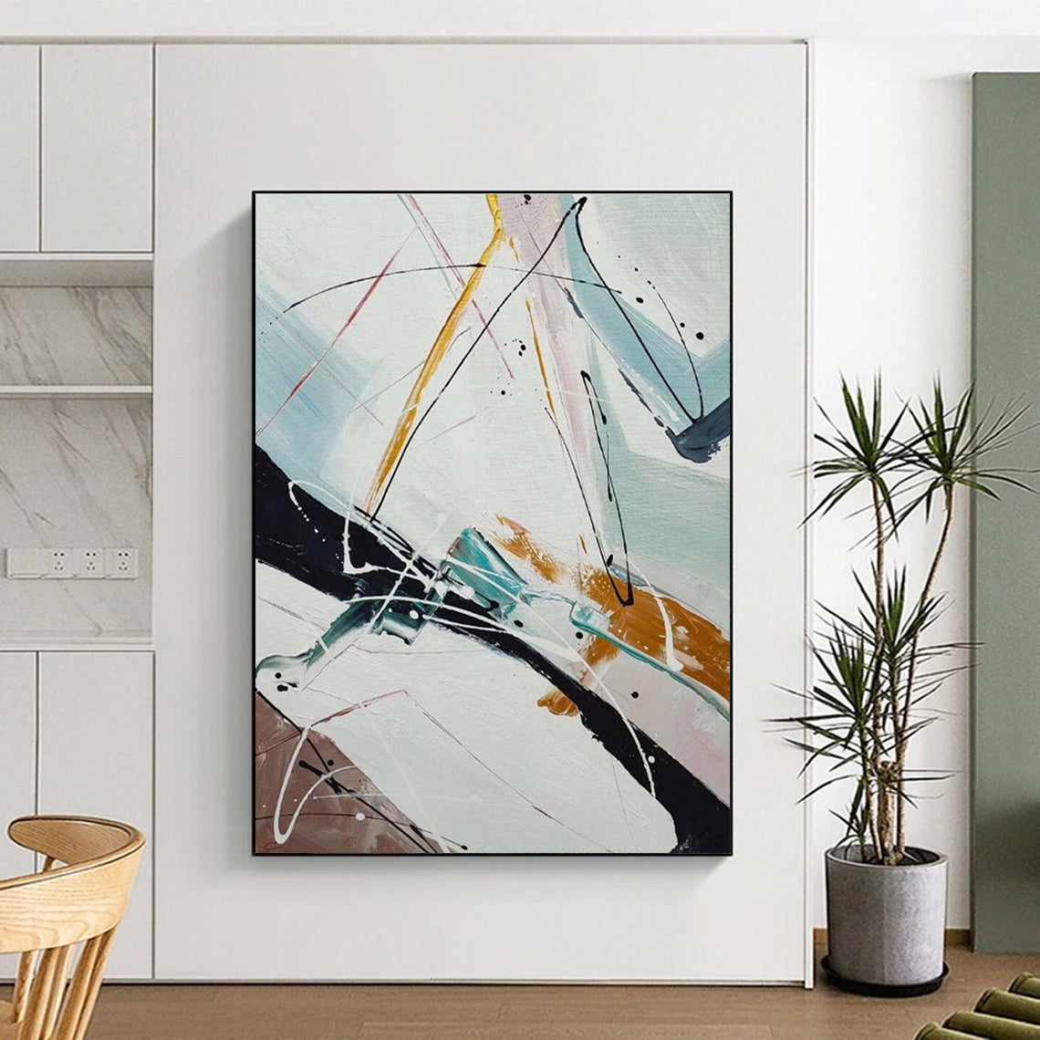Dynamic Line Abstract Painting for Dance Studio Lobbies HENG046