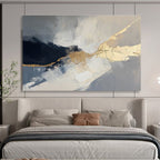 Black, White, and Gold Dynamic Abstract Painting ABS299