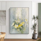 Yellow and White Flowers - Cheerful Floral Abstract Painting GAB0615