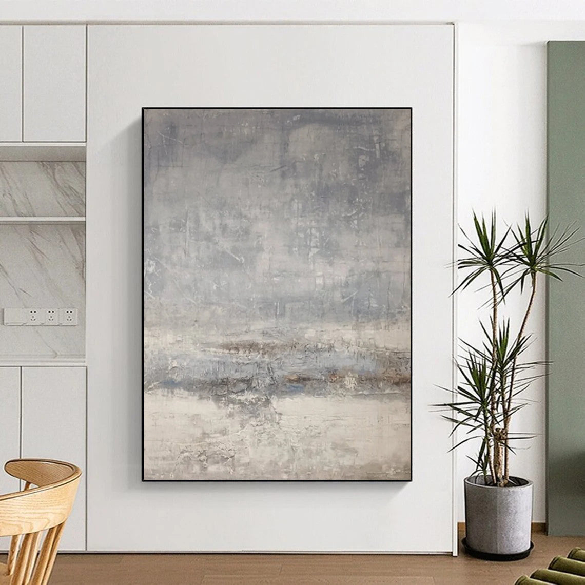 Subtle Gray Abstract Landscape Abstract Painting for Minimalist Art Galleries HENG058
