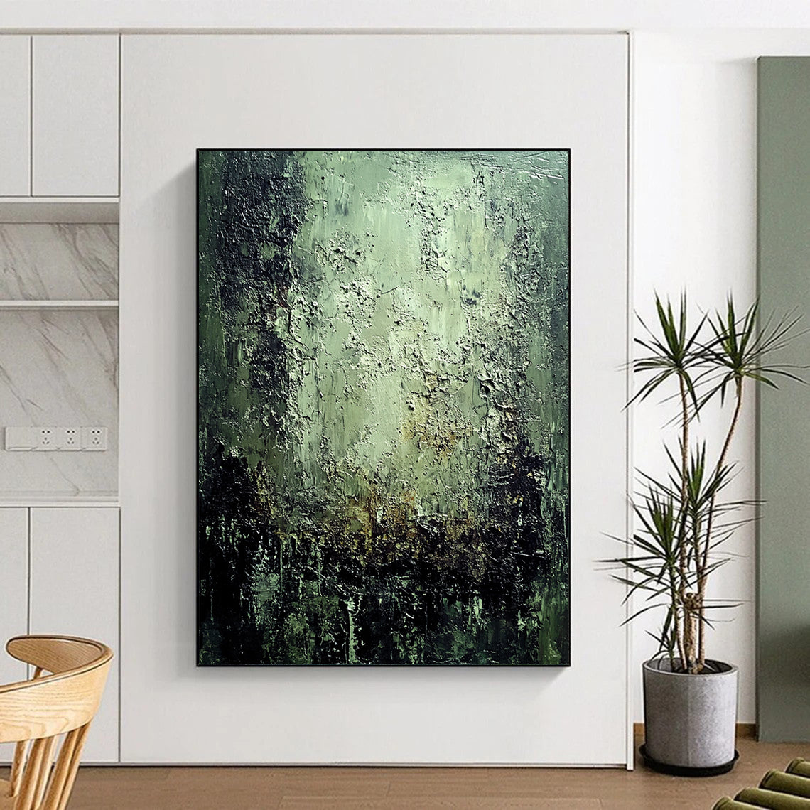 Textured Green Abstract Painting for Nature - Inspired Offices GAB1067