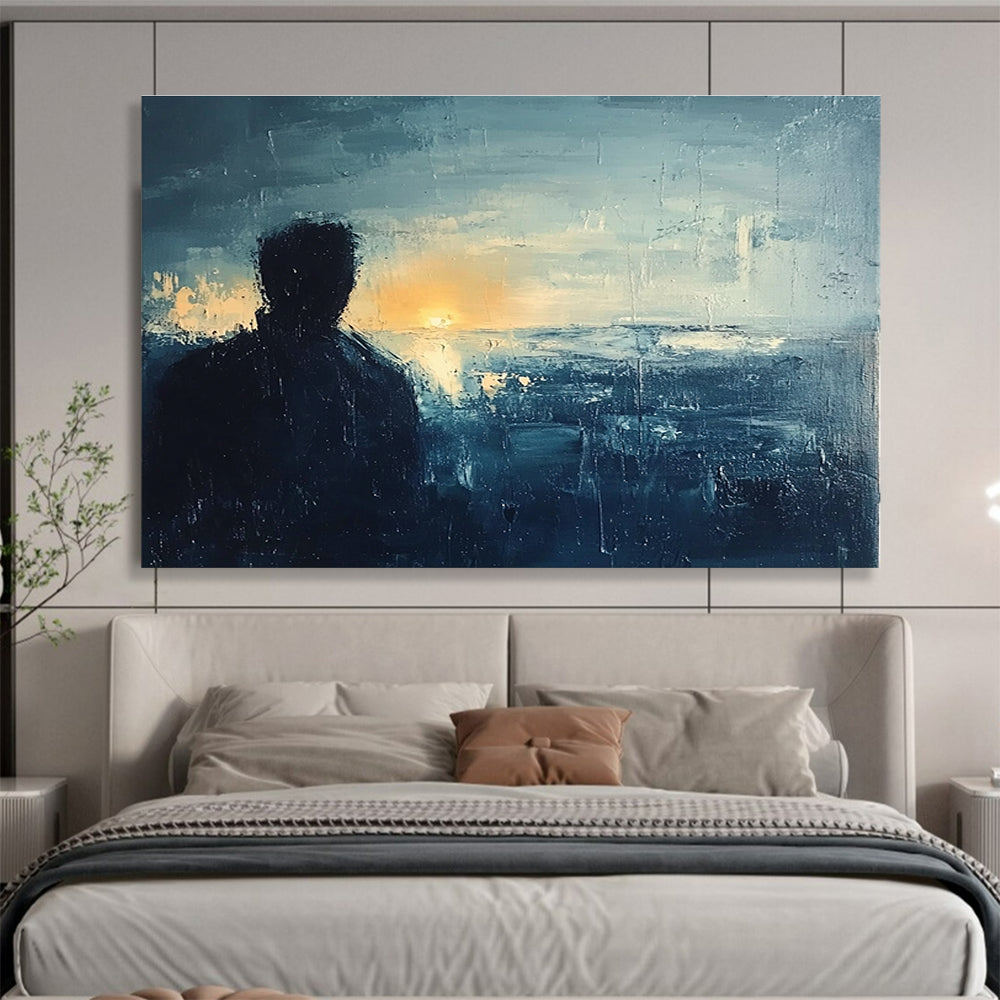 Introspective Silhouette - by - Sunset Seascape Abstract Painting ABS228