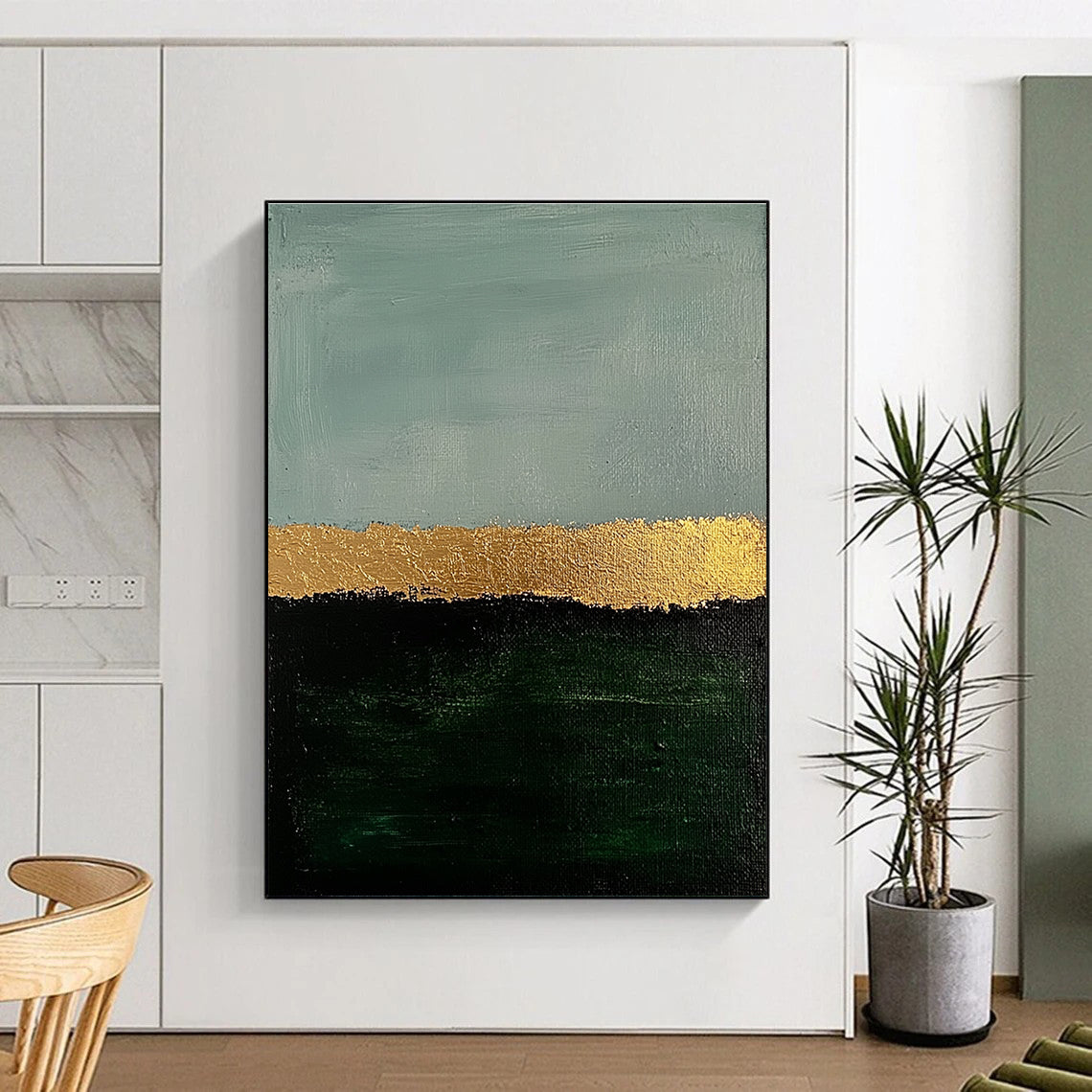 Gold Accent Landscape Abstract Painting with Elegant Simplicity WINK191