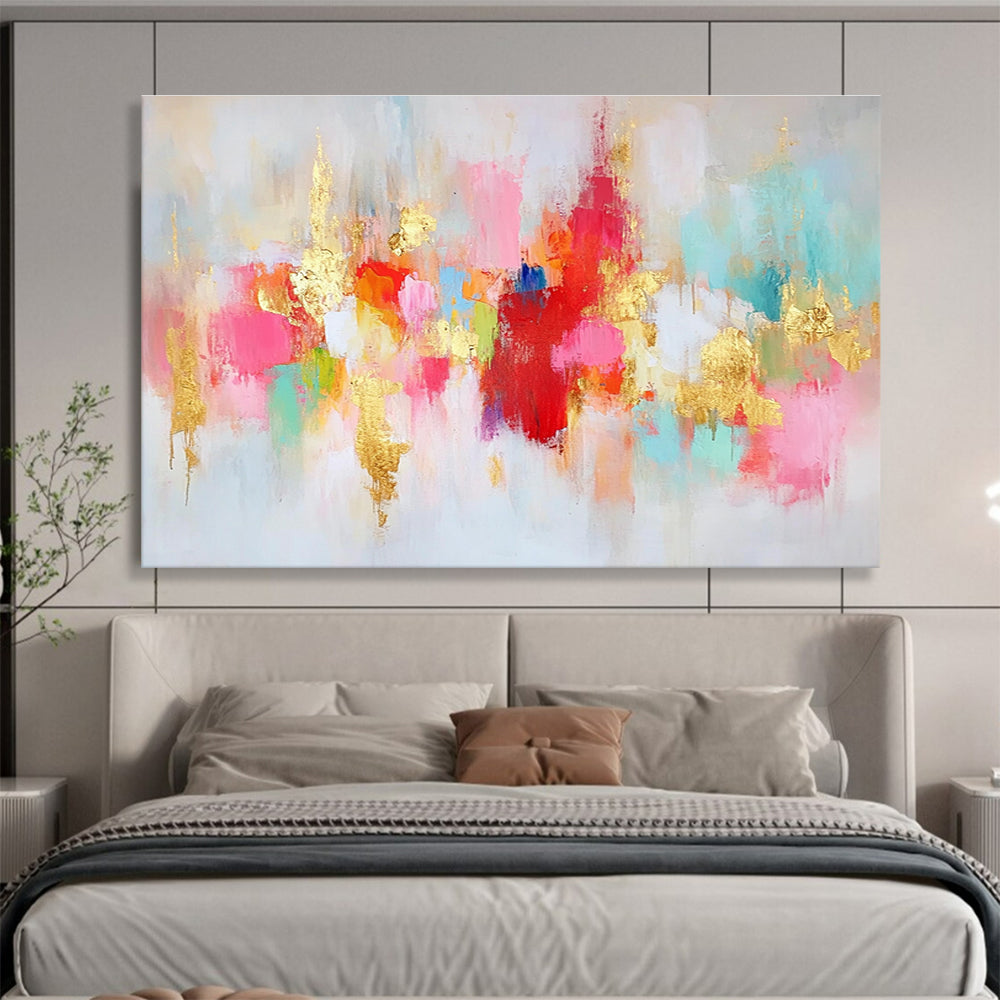 Colorful Gold - Accented Abstract Painting with Luxurious Vibes ABS423