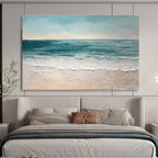 Textured Seaside Scene Abstract Painting for Coastal Vibes YHT061