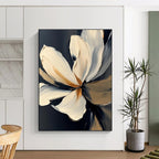 Textured Flower with Gold Abstract Painting for Elegant Decor GAB0714