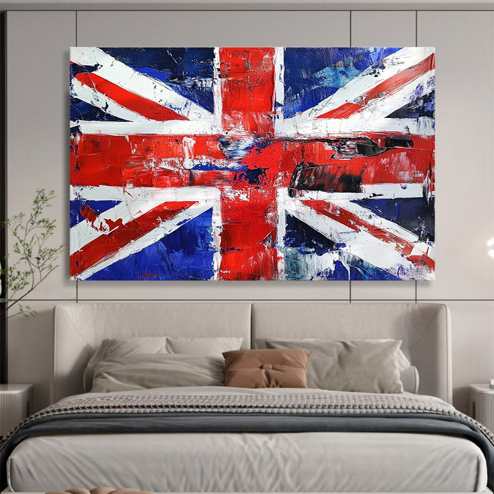 Textured Union Jack with Distressed Look Abstract Painting ABS359