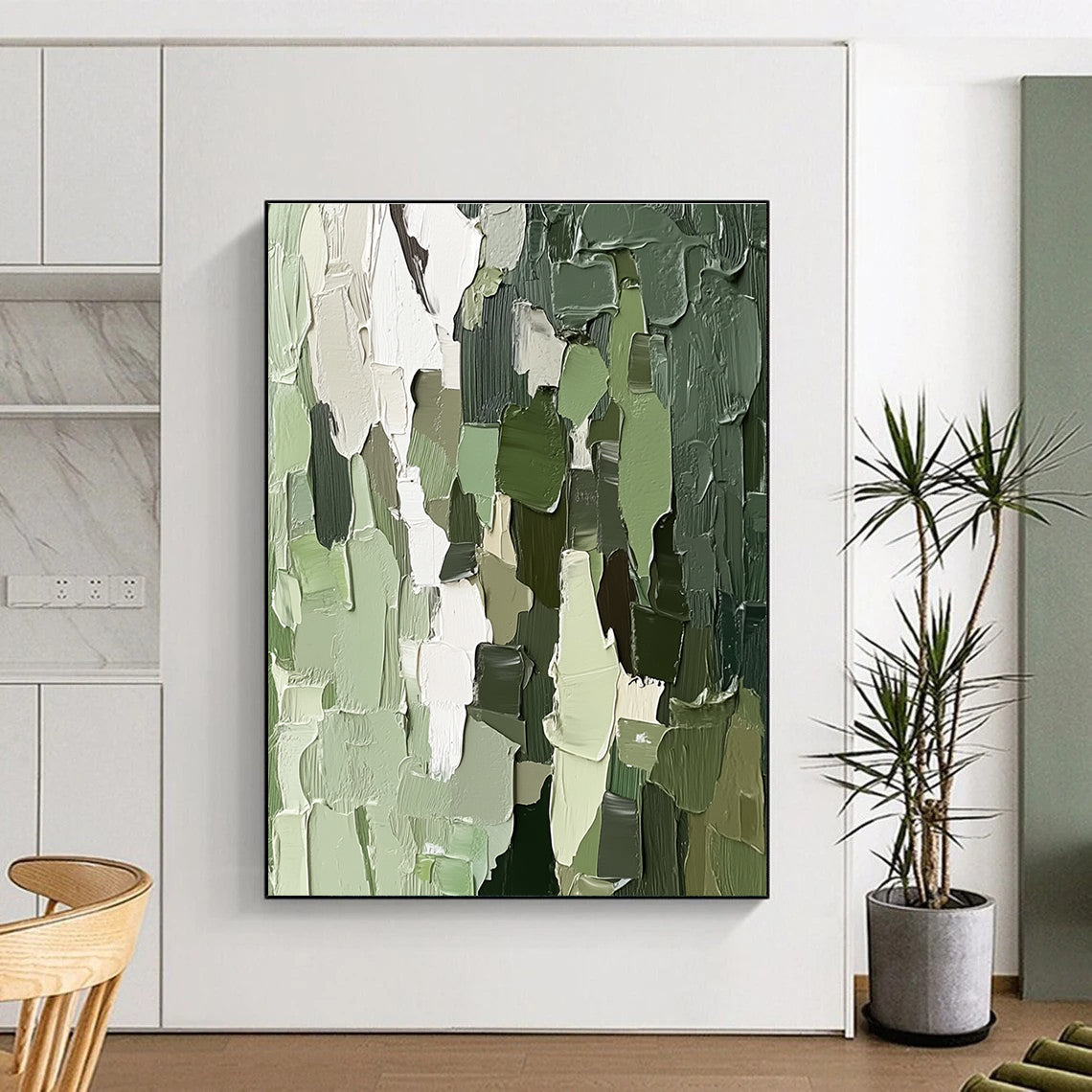Green Textured Abstract Painting for Nature - Inspired Home Offices GAB1248