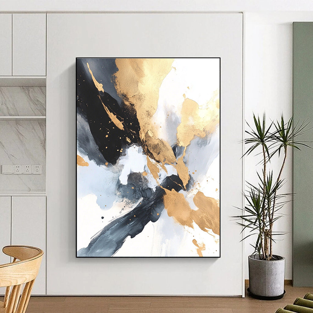 Gold Black Blue Abstract Painting with Luxe Mystery WINK736