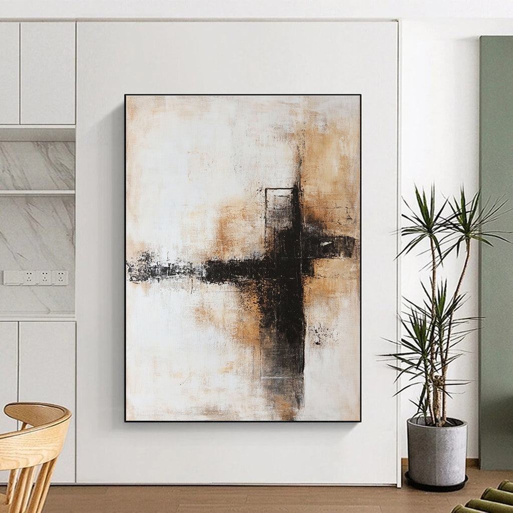 Cross - Shaped Abstract Painting with Understated Drama WINK339