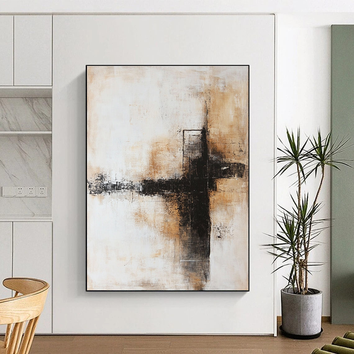Cross - Shaped Abstract Painting with Understated Drama WINK339