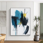 Blue, Black, and Yellow Abstract Painting for Creative Studio Lounges GAB1197
