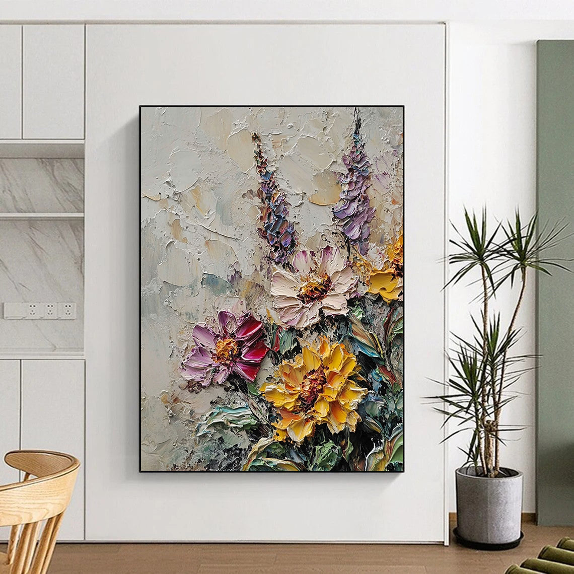 Textured Flower Bouquet Abstract Painting for Garden - Themed Cafes GAB1340