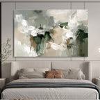 Gray - Green Abstract Blooms Painting with Subtle, Elegant Florals ABS509