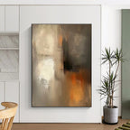 Gray - Orange Abstract Painting with Muted Drama WINK531