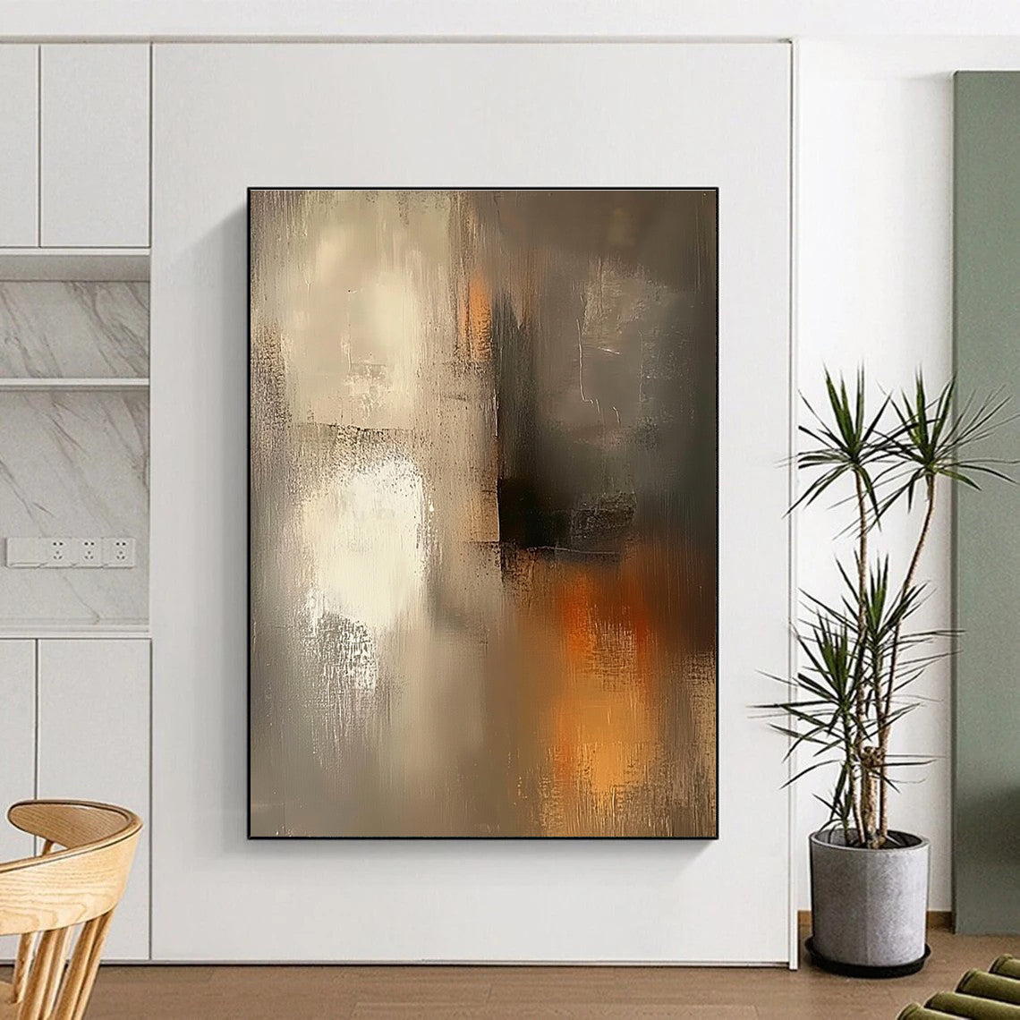 Gray - Orange Abstract Painting with Muted Drama WINK531
