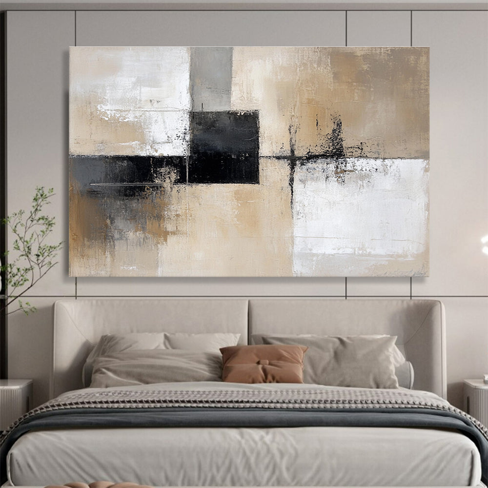 Neutral Geometric Abstract Painting with Subtle, Modern Compositions ABS527