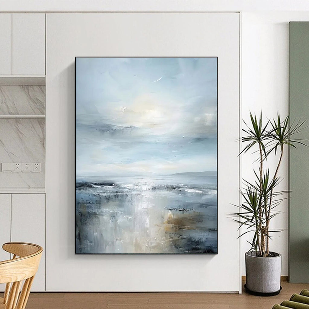 Calm Seascape Abstract Painting for Coastal Bedroom Retreats HENG059