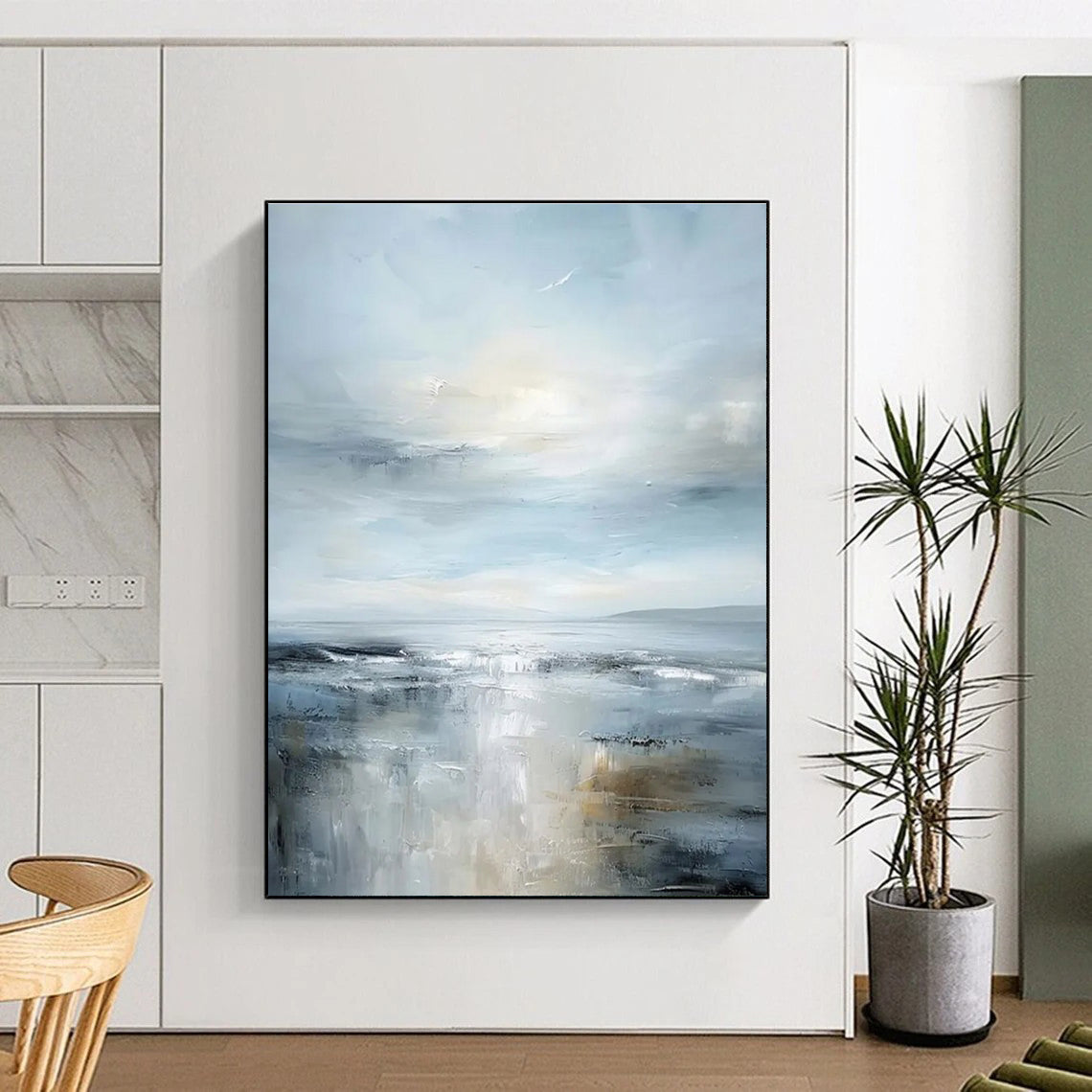 Calm Seascape Abstract Painting for Coastal Bedroom Retreats HENG059