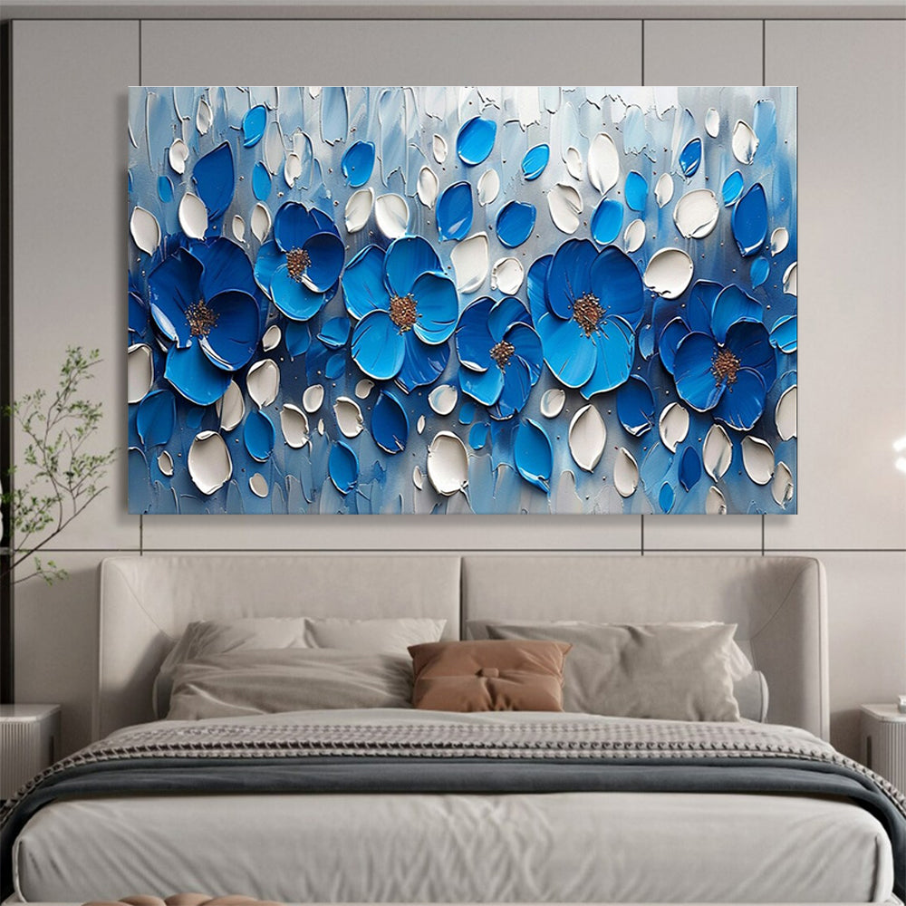 Blue Flower Relief Abstract Painting for Elegant Boutiques YHT173