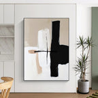 Beige Black White Abstract Painting with Minimalist Charm WINK668