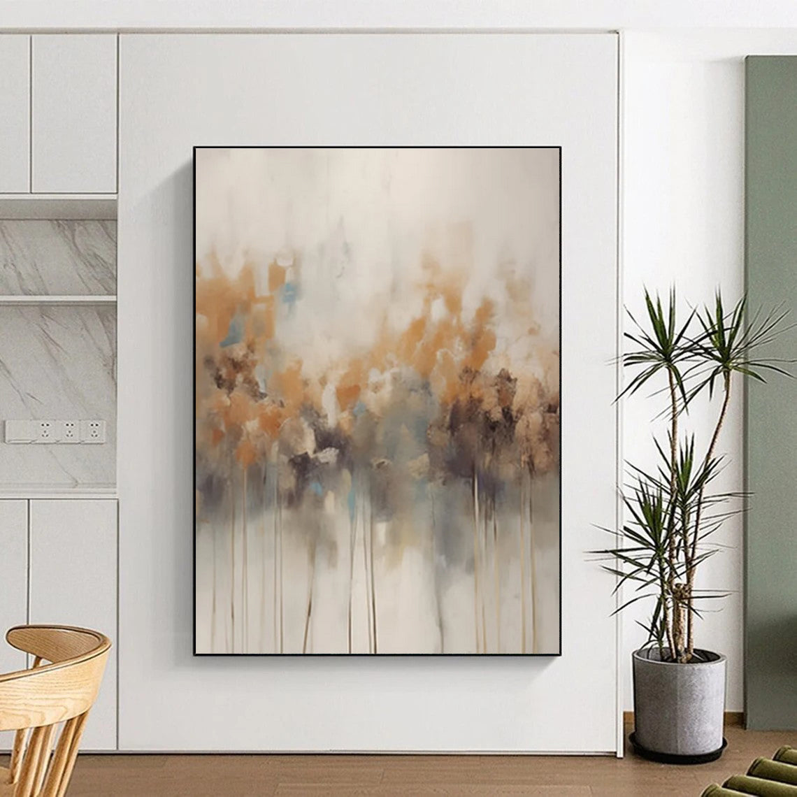 Neutral - Colored Reed - Like Abstract Painting for Spa Retreats HENG117