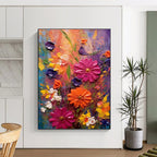 Textured Floral Abstraction Painting for Vibrant Living Spaces HENG430