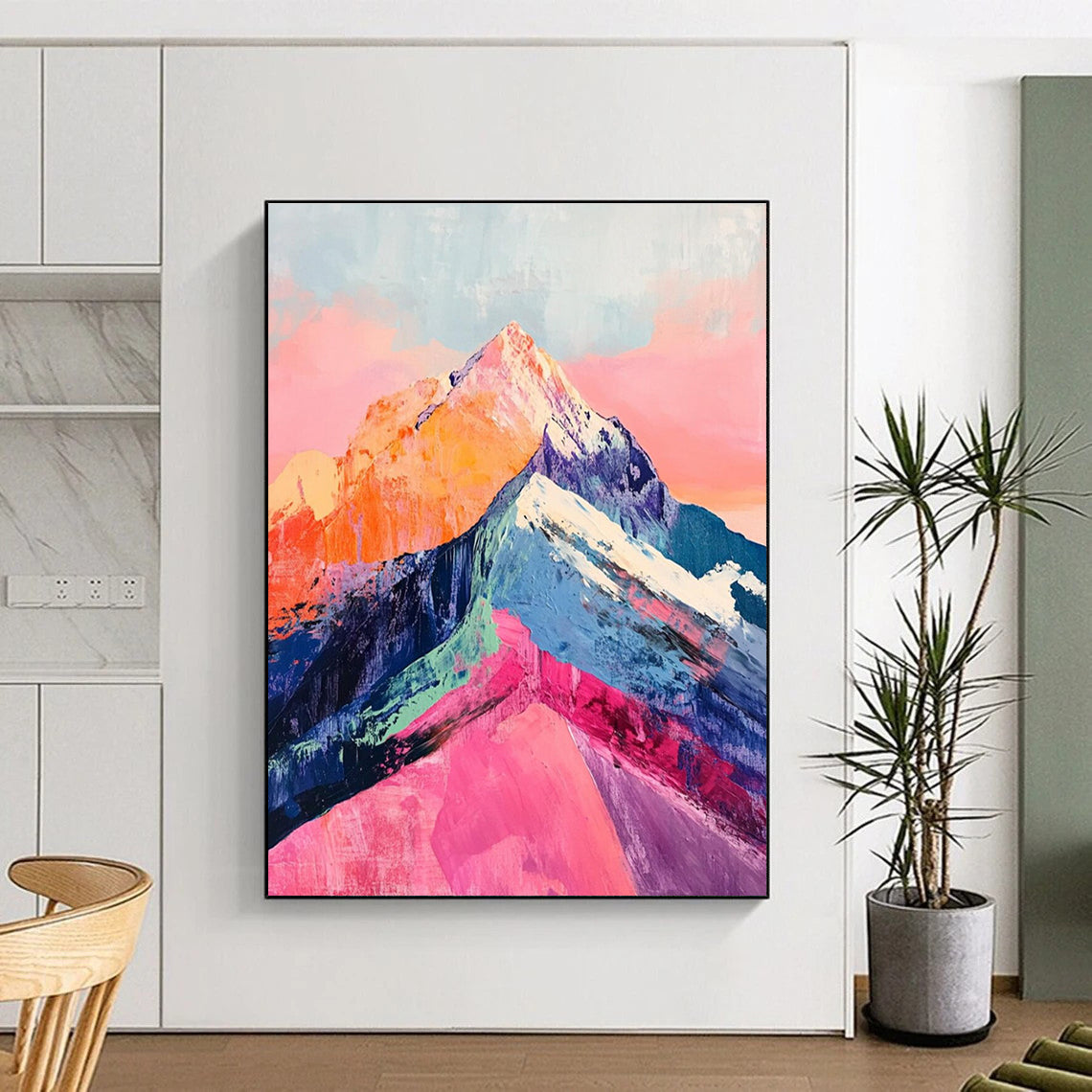 Vivid Colorful Mountain Peaks Painting for Nature - Inspired Spaces HENG283