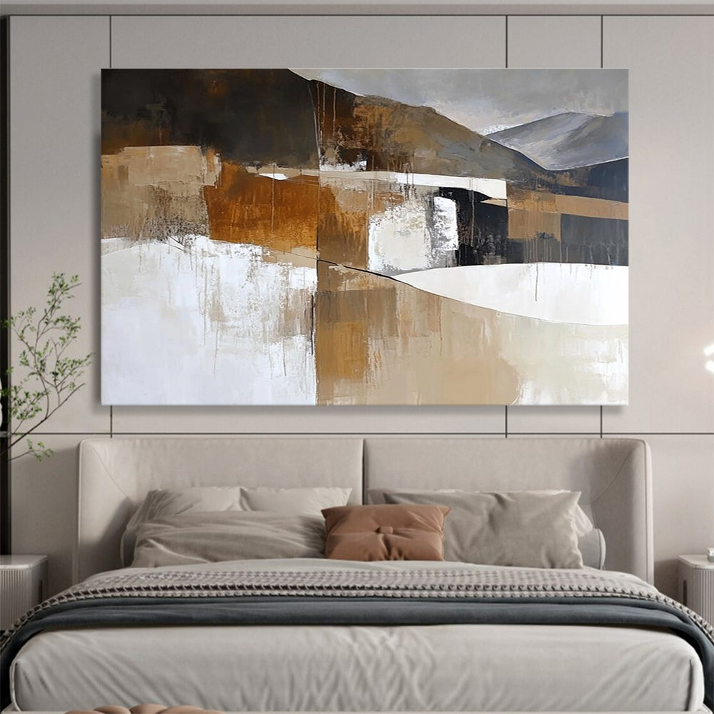 Earth - Toned Landscape Abstract Painting with Subtle, Textured Terrain ABS479