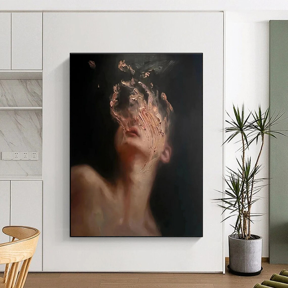 Abstract Portrait with Textured Face Painting for Contemporary Art Spaces HENG315