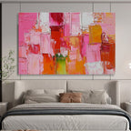 Pink and Red Block Textured Abstract Painting ABS271
