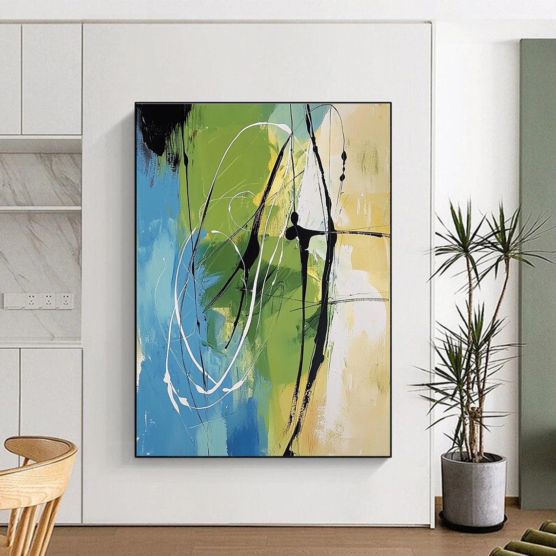 Colorful Abstract Lines Painting for Creative Workspaces GAB0811