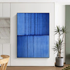 Blue Textured Minimalist Abstract Painting for Calm Interiors HENG407
